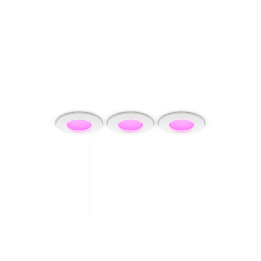Philips - Komplet 3x LED RGBW zatemnljive vgradne kopalniške stropne svetilke Hue SLIM LED/8,3W/230V 1000-20000K bela P44