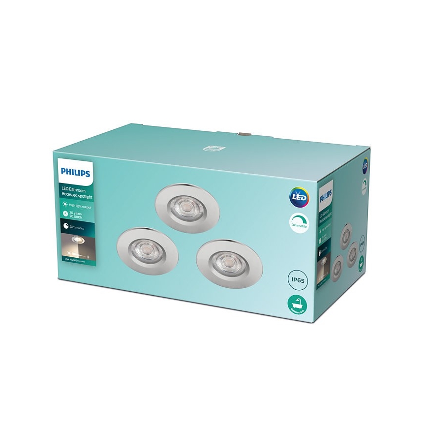 Philips - KOMPLET 3x LED Zatemnitvena kopalniška svetilka DIVE LED/5W/230V IP65