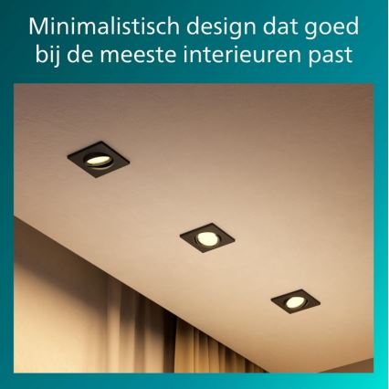 Philips - Komplet 3x vgradna stropna svetilka PERIDOT 1xGU10/7W/230V črna