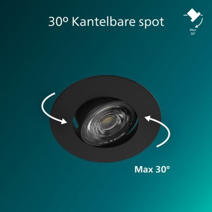 Philips - KOMPLET 3x LED zatemnjiva vgradna stropna svetilka CILANTRO LED/5W/230V 4000K črna