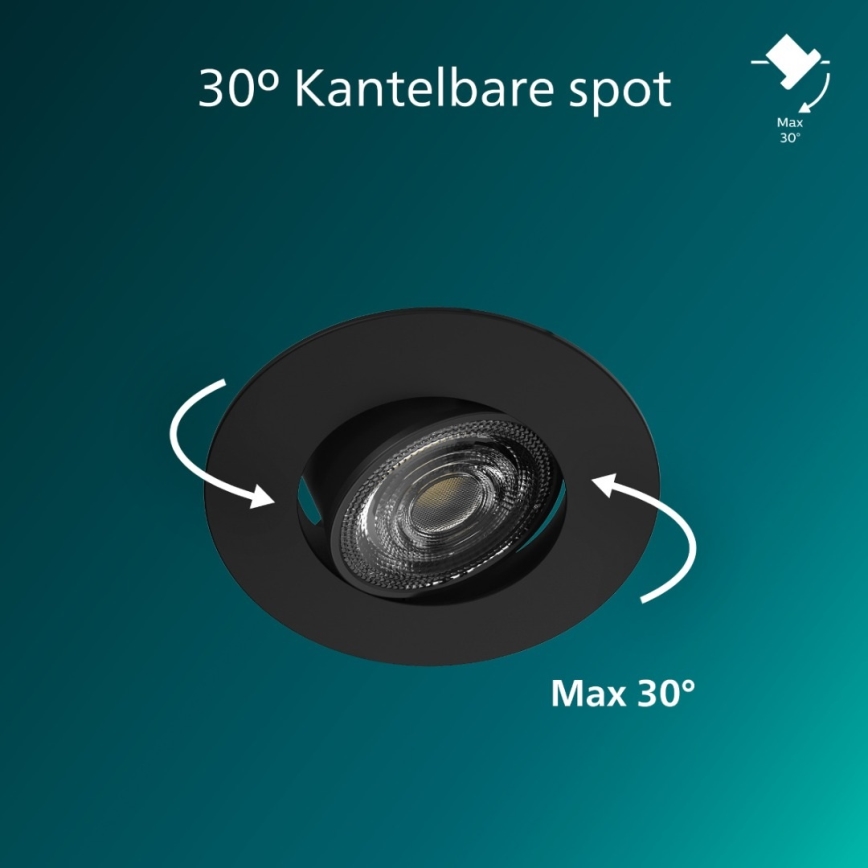 Philips - KOMPLET 3x LED zatemnjiva vgradna stropna svetilka CILANTRO LED/5W/230V 4000K črna