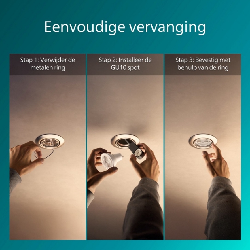 Philips - Komplet 3x vgradnih stropnih svetilk PERIDOT, 1xGU10/7W/230V, srebrna