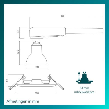Philips - Komplet 3x vgradnih stropnih svetilk PERIDOT, 1xGU10/7W/230V, srebrna