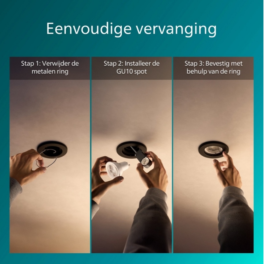 Philips - Komplet 5x vgradnih stropnih svetilk PERIDOT 1xGU10/7W/230V črna