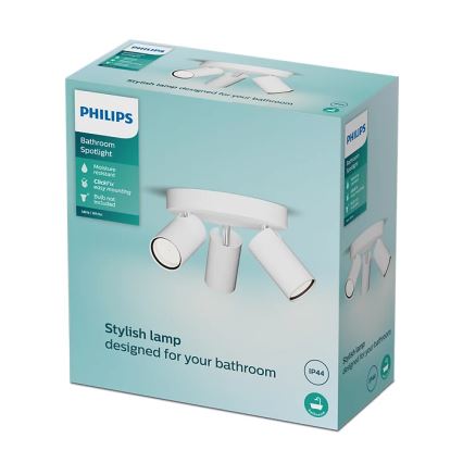 Philips - Kopalniški reflektor IDRIS 3xGU10/5W/230V IP44 bela