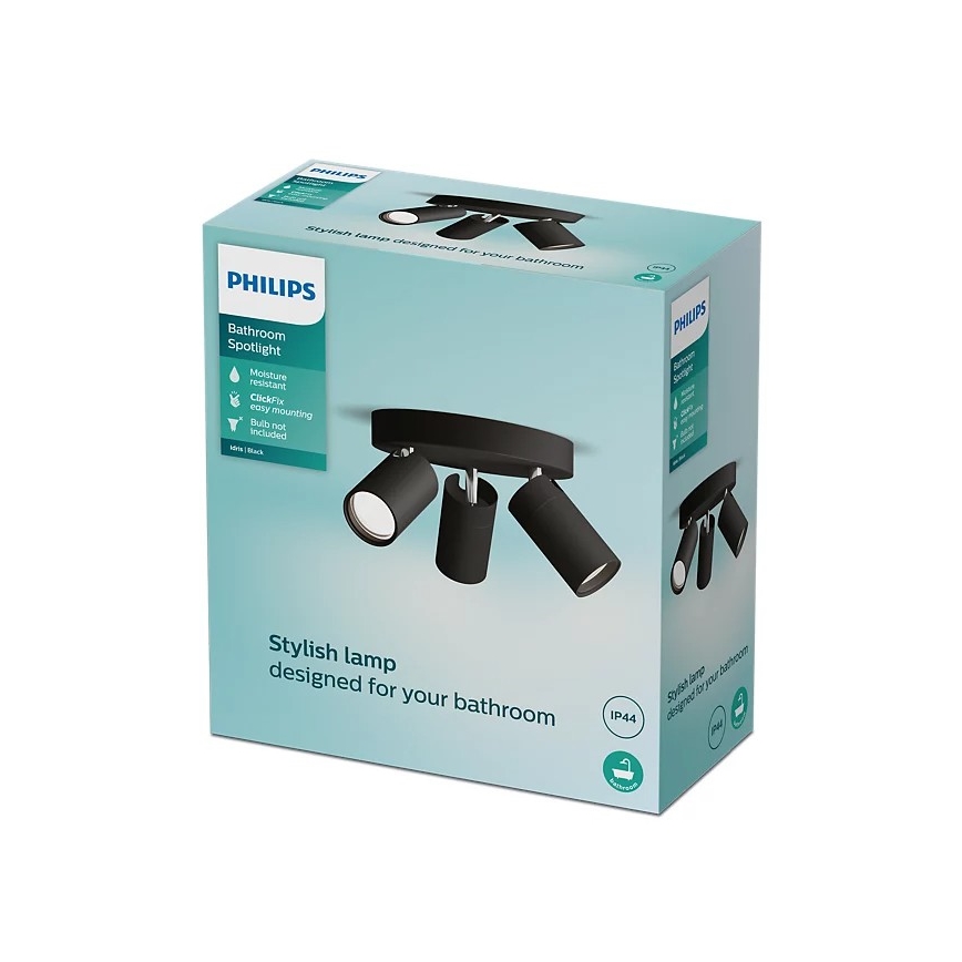 Philips - Kopalniški reflektor IDRIS 3xGU10/5W/230V IP44 črna