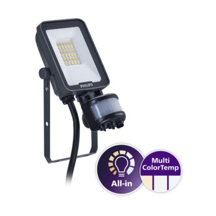 Philips - LED reflektor s senzorjem gibanja in senzorjem mraka LEDINAIRE ALL-IN LED/10W/230V 3000/4000/6500K IP65