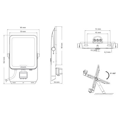 Philips - LED reflektor s senzorjem gibanja in senzorjem mraka LEDINAIRE ALL-IN LED/10W/230V 3000/4000/6500K IP65