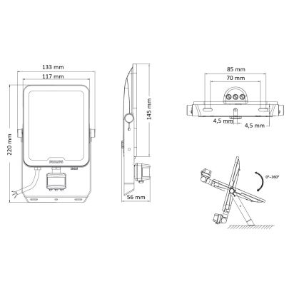 Philips - LED reflektor z zaznavalom gibanja in mraka LEDINAIRE ALL-IN LED/30W/230V 3000/4000/6500K IP65