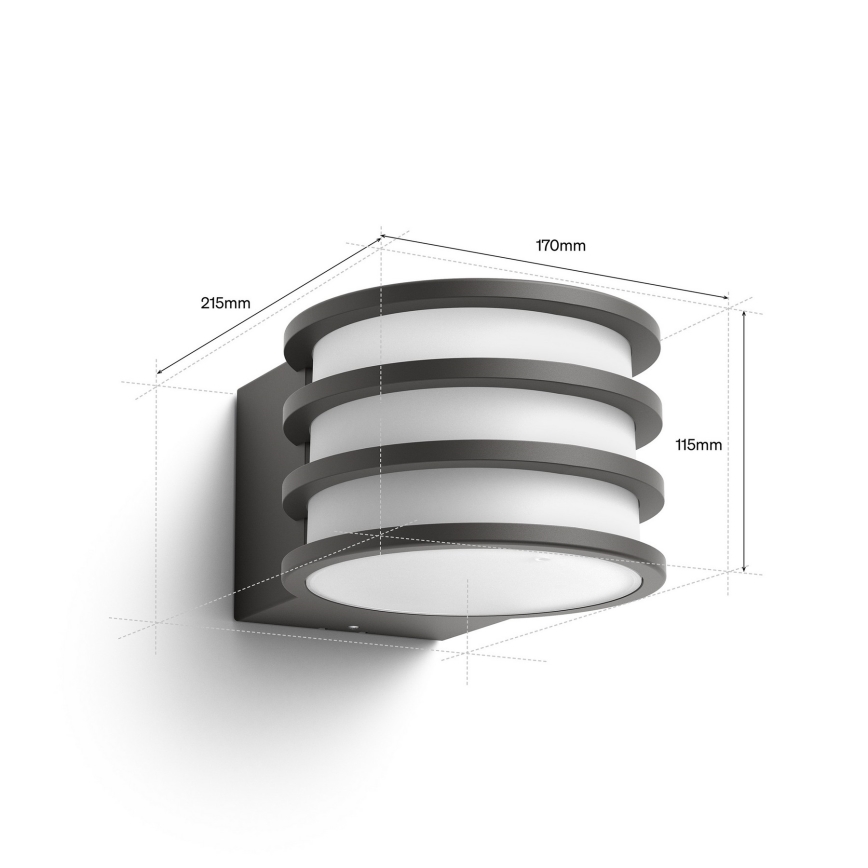 Philips - LED RGB zatemnjiva zunanja stenska svetilka Hue LUCCA 1xE27/8,1W/230V 1000-20000K IP44