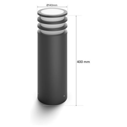 Philips - LED RGB zatemnljiva zunanja svetilka Hue LUCCA 1xE27/8,1W/230V 40 cm 1000-20000K IP44