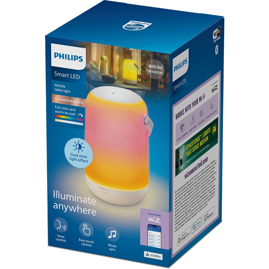 Philips - LED RGBW zatemnjevalna prenosna namizna svetilka na dotik SMART LED/13,5W/3,6V 2200-6500K Wi-Fi 1800 mAh