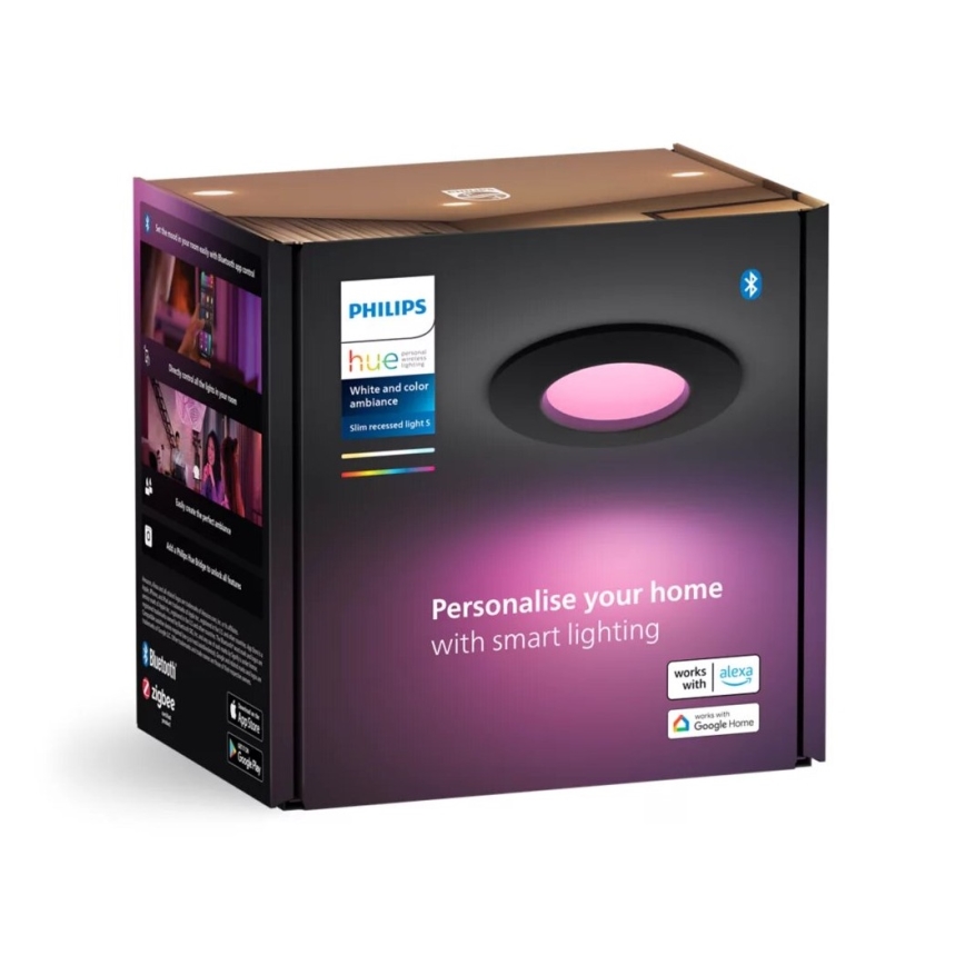 Philips - LED RGBW Zatemnitvena kopalniška vgradna svetilka Hue SLIM LED/8,3W/230V 2000-6500K IP44 črna