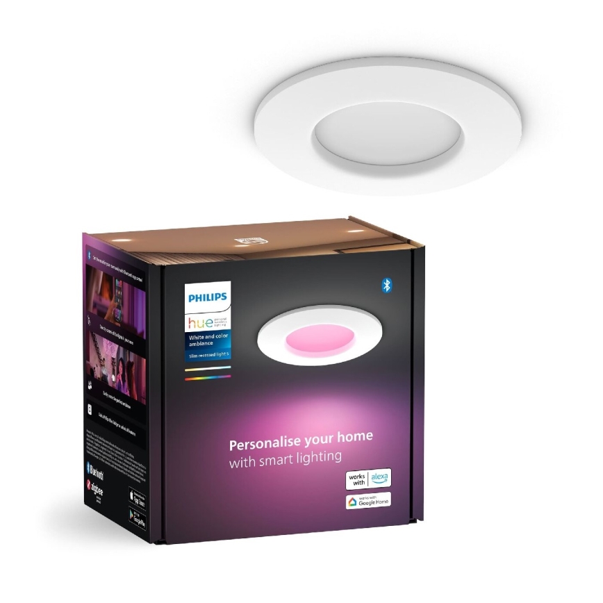 Philips - LED RGBW Zatemnitvena kopalniška vgradna svetilka Hue SLIM LED/8,3W/230V 2000-6500K IP44 bela
