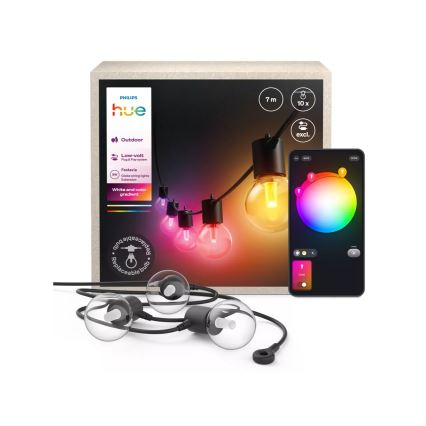 Philips - LED RGBW podaljšljiv zatemljiv zunanji niz Hue FESTAVIA 10xLED 7m IP65