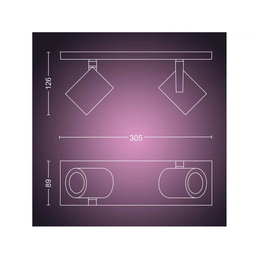 Philips - LED RGBW Zatemnitveni reflektor Hue ARGENTA 2xGU10/4,2W/230V 2000-6500K