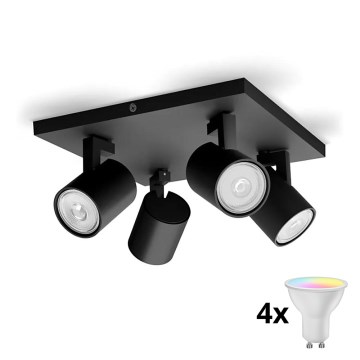 Philips - LED RGBW zatemnjiva reflektorska svetilka RUNNER 4xGU10/6,5W/230V 2700-6500K črna