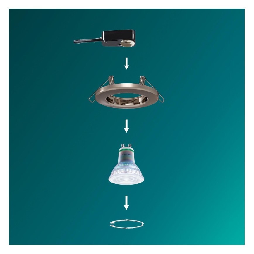 Philips - LED RGBW zatemnljivo vgradno stropno svetilo PERIDOT 1xGU10/6W/230V srebrno + z daljinskim upravljalnikom