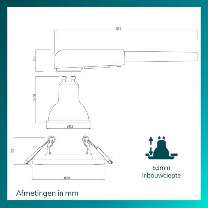 Philips - LED RGBW zatemnljivo vgradno stropno svetilo PERIDOT 1xGU10/6,5W/230V 2700-6500K črna