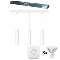 Philips - LED RGBW zatemnljiv viseči lestenec na kablu v tračnem sistemu EASYLINK HUE 3xGU10/4,7W/230V 2200-6500K 1m bela + Hue Bridge