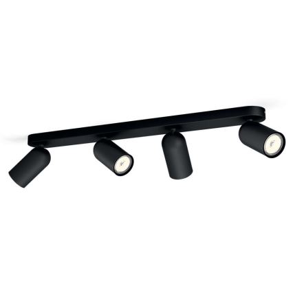 Philips - LED RGBW točkovna svetilka PONGEE 4xGU10/4,9W/230V 2700-6500K s funkcijo zatemnitve črna