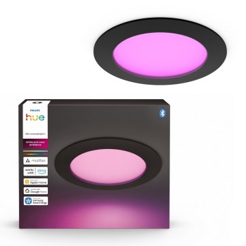 Philips - LED RGBW zatemnljivo vgradno kopalniško stropno svetilo Hue SLIM LED/12W/230V 1000-20000K črna IP44