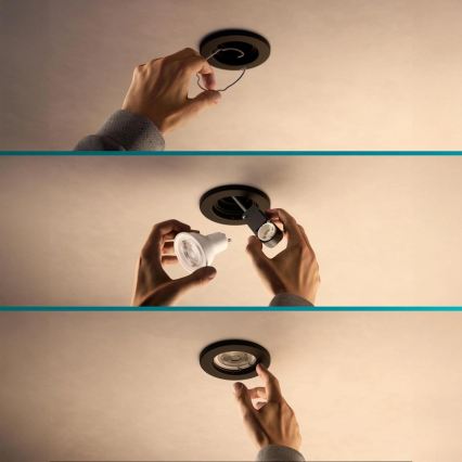 Philips - LED RGBW zatemnjiva vgradna stropna svetilka PERIDOT 1xGU10/6W/230V črna + daljinski upravljalnik