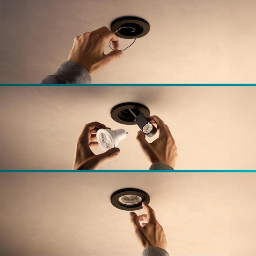 Philips - LED RGBW zatemnjiva vgradna stropna svetilka PERIDOT 1xGU10/6W/230V črna + daljinski upravljalnik