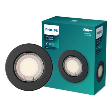 Philips - LED RGBW zatemnjiva vgradna stropna svetilka PERIDOT 1xGU10/6W/230V črna + daljinski upravljalnik