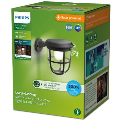 Philips - LED Solarna stenska svetilka s senzorjem gibanja in mraka RADII LED/1,3W/3,7V 2000 mAh 3000K IP44