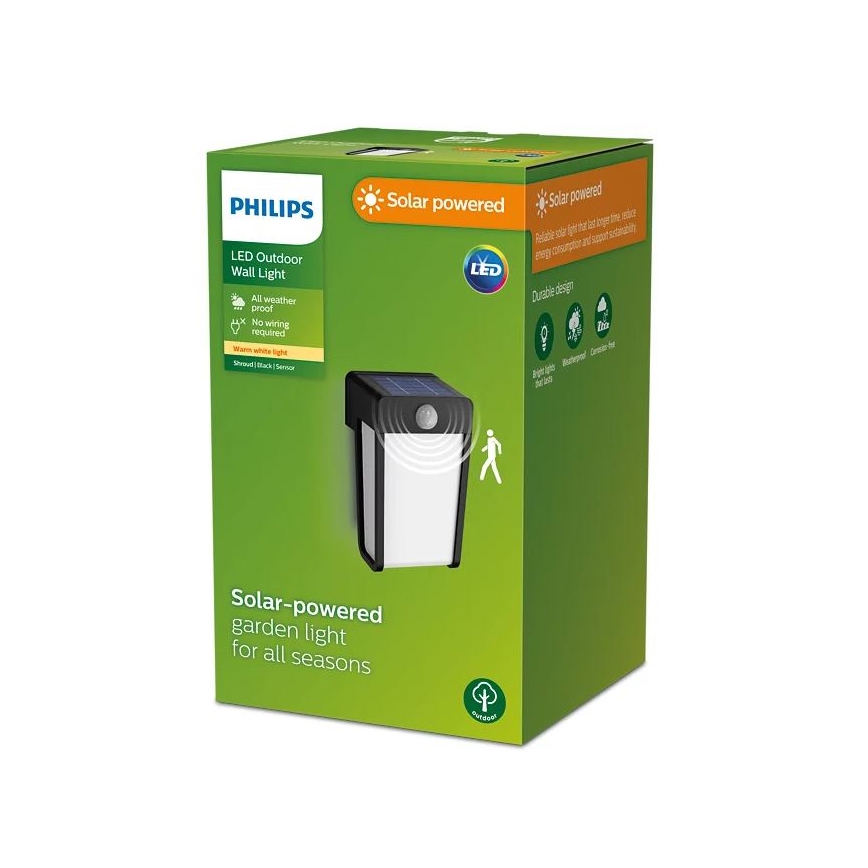 Philips - LED Solarna stenska svetilka s senzorjem SHROUD LED/2,3W/3,7V IP44