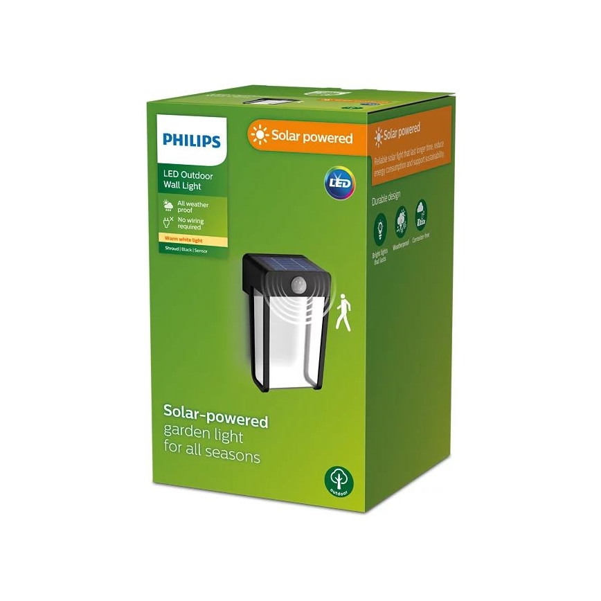Philips - LED Solarna stenska svetilka s senzorjem SHROUD LED/2,3W/3,7V IP44