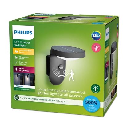 Philips - LED Solarna stenska svetilka s senzorjem gibanja in mraka LED/1,2W/4V 1800 mAh 3000K IP44