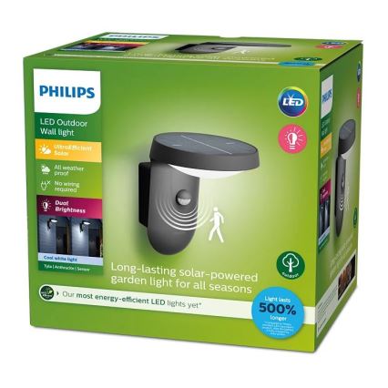 Philips - LED Solarna stenska svetilka s senzorjem LED/1,2W/4V 1800 mAh 4000K IP44