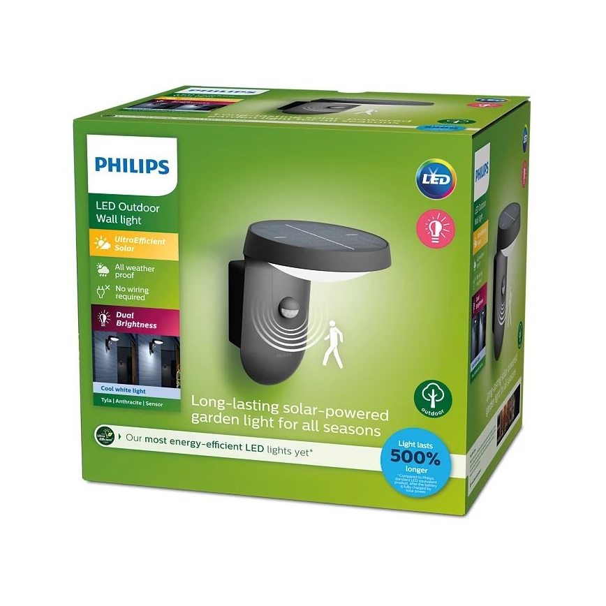 Philips - LED Solarna stenska svetilka s senzorjem LED/1,2W/4V 1800 mAh 4000K IP44