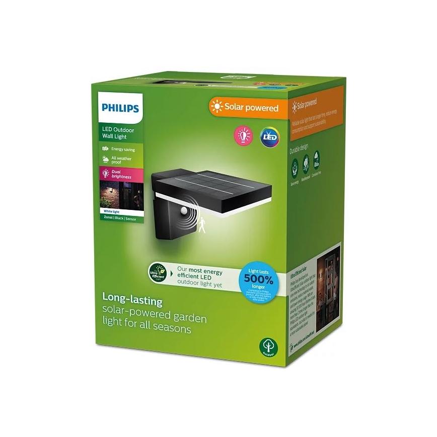 Philips - LED Solarna stenska svetilka s senzorjem ZONAL LED/1,3W/3,7V IP44