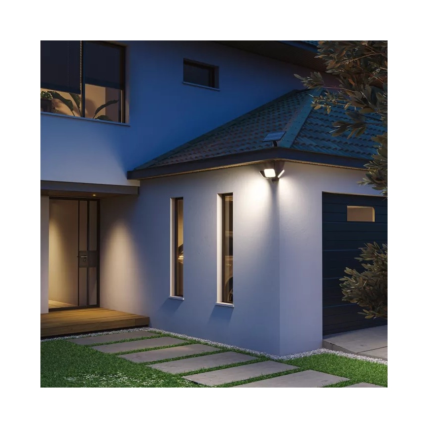 Philips - LED solarna stenska svetilka s senzorjem ZYREN LED/24,5W/3,7V 2600 mAh 5000K IP65 črna