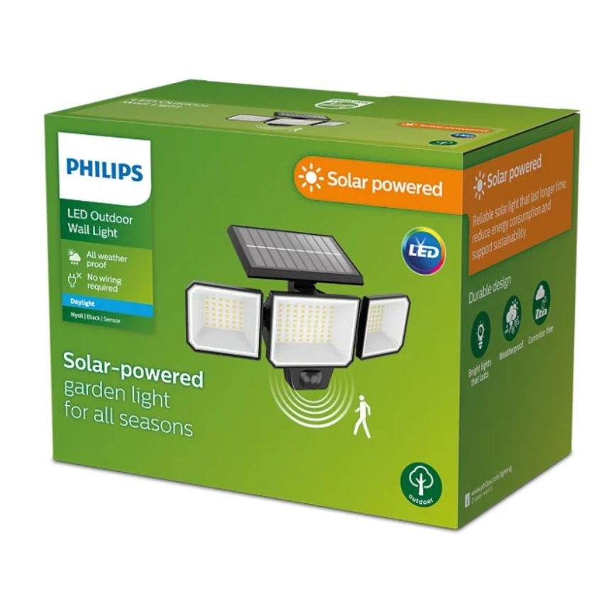 Philips -  LED Solarna stenski reflektor s senzorjem NYSIL 3xLED/8,7W/3,7V 2000 mAh IP65