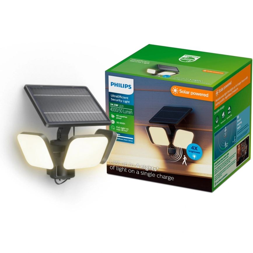 Philips - LED solarna stenska svetilka s senzorjem ZYREN LED/24,5W/3,7V 2600 mAh 3000K IP65