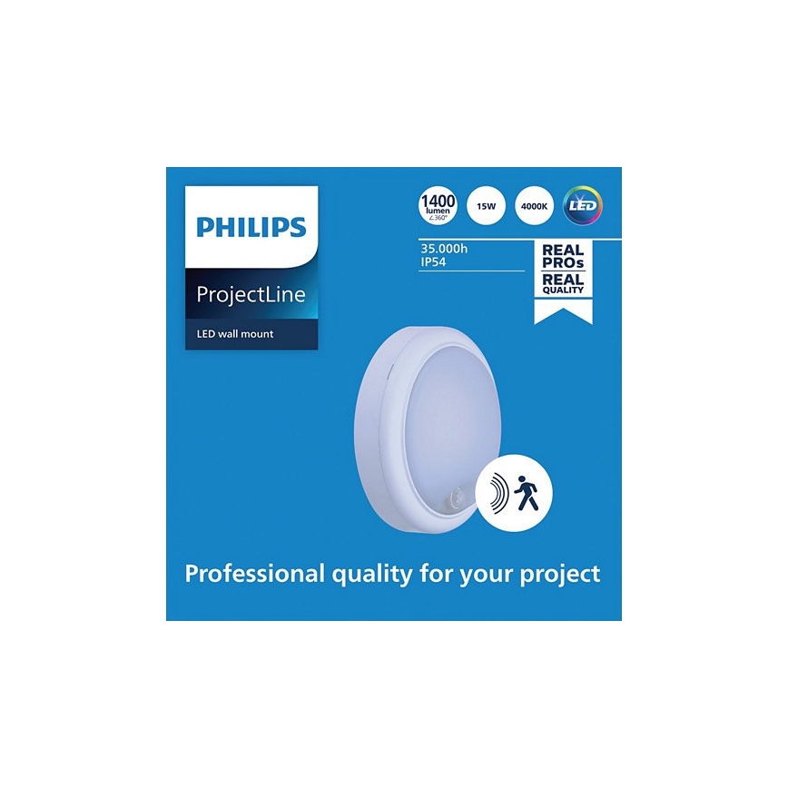 Philips - LED Stenska svetilka s senzorjem PROJECTLINE LED/15W/230V IP54