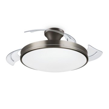 Philips-LED Stropna svetilka z ventilatorjem BLISS LED/35W/230V 5500/4000/2700K nikelj + Daljinski upravljalnik