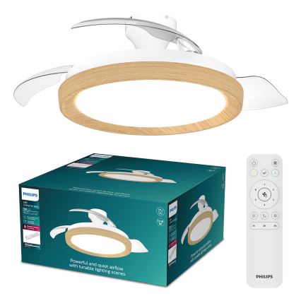 Philips - LED zatemnitvena stropna svetilka z ventilatorjem BLISS LED/35W/230V rjava + daljinski upravljalnik