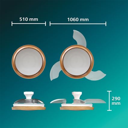 Philips - LED zatemnitvena stropna svetilka z ventilatorjem BLISS LED/35W/230V rjava + daljinski upravljalnik