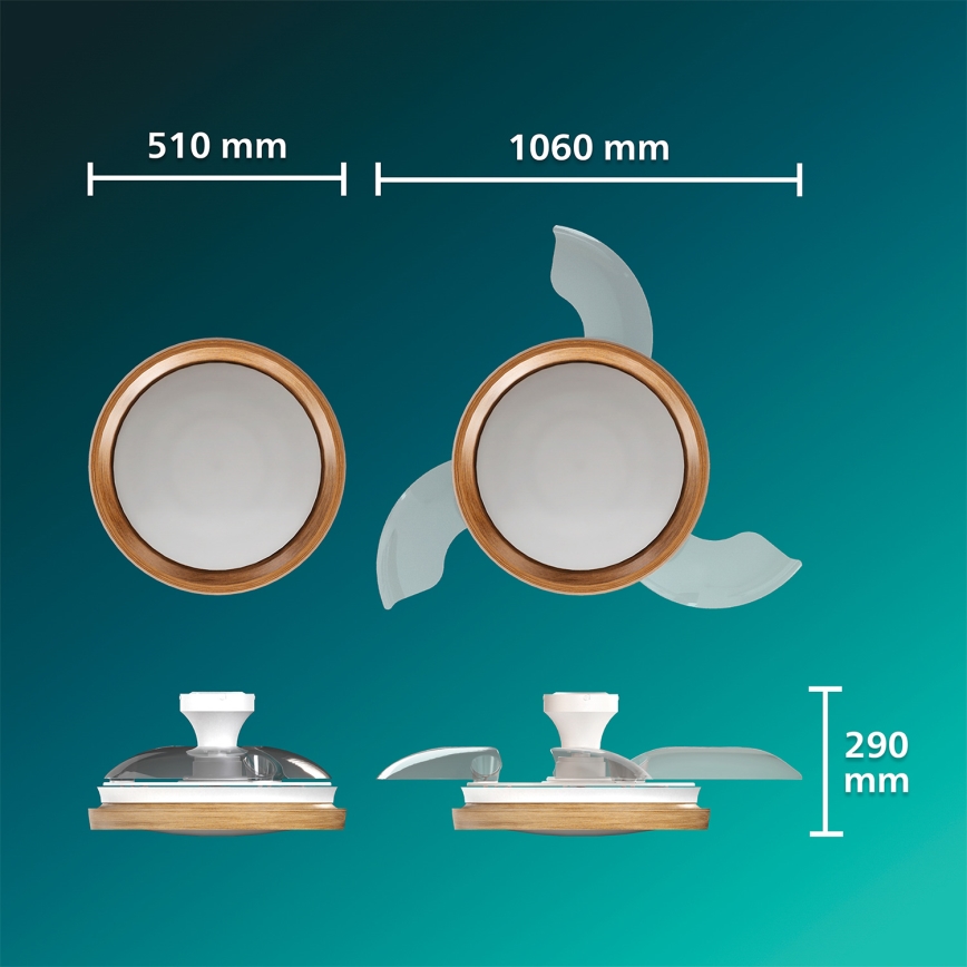 Philips - LED zatemnitvena stropna svetilka z ventilatorjem BLISS LED/35W/230V rjava + daljinski upravljalnik