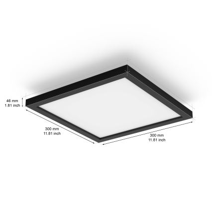 Philips - LED zatemnjivo stropno svetilo Hue AURELLE LED/19W/230V 2200-6500K 30x30 cm črna