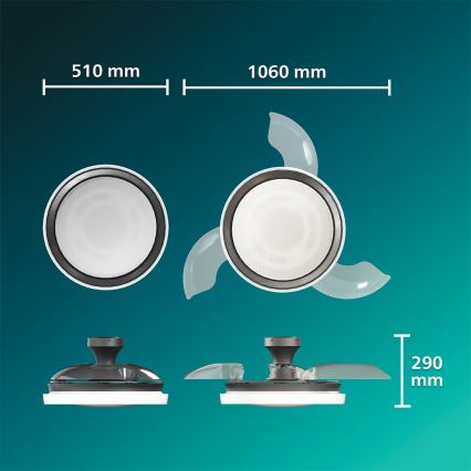 Philips - LED zatemnljivo stropno svetilo z ventilatorjem BLISS LED/35W/230V črna + daljinski upravljalnik