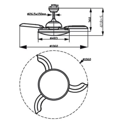 Philips - LED Stropni ventilator LED/35W/230V 5500/4000/3000K + Daljinski upravljalnik