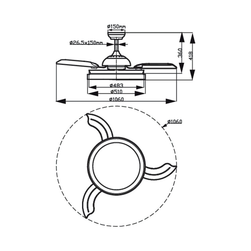Philips - LED Stropni ventilator LED/35W/230V 5500/4000/2700K črna + Daljinski upravljalnik