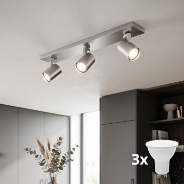 Philips - LED točkovna svetilka matiran krom 3xGU10/20W/230V