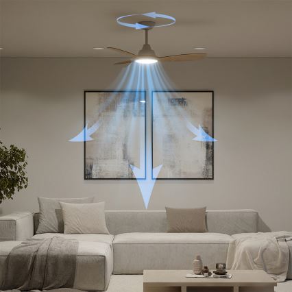 Philips - LED zatemljiv stropni ventilator OLAS LED/24W/230V premer 106 cm bela/rjava + daljinski upravljalnik